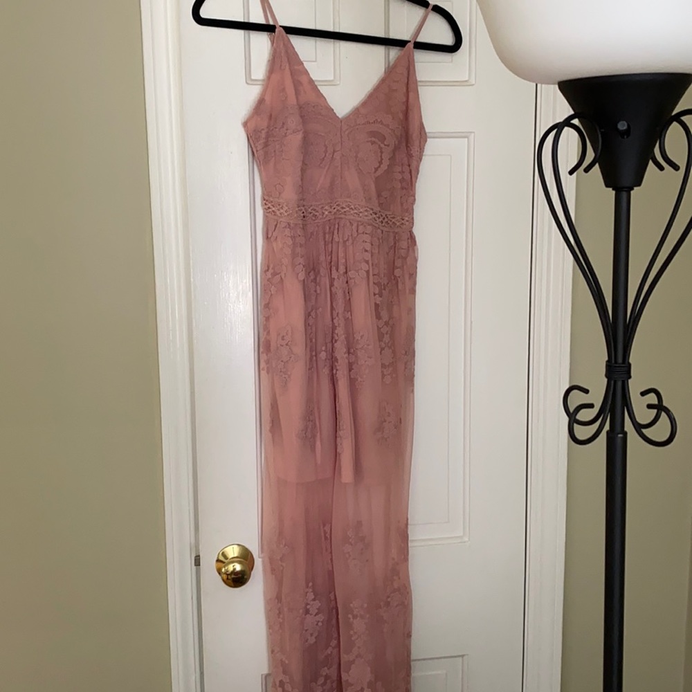 Mauve Lace Maxi Dress